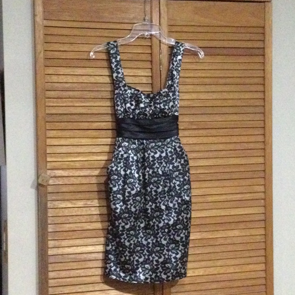 City Triangles Black and White Floral Mini Dress